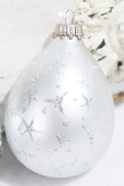 6ct Drop Bright Silver & Silver with Silver Stars