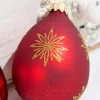 6ct Drop Glass Christmas Red & Red Velvet With Gold Snowflake
