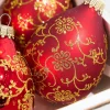 4ct Glass Drop Christmas Red Velvet Gold Floral Glitter Ornament