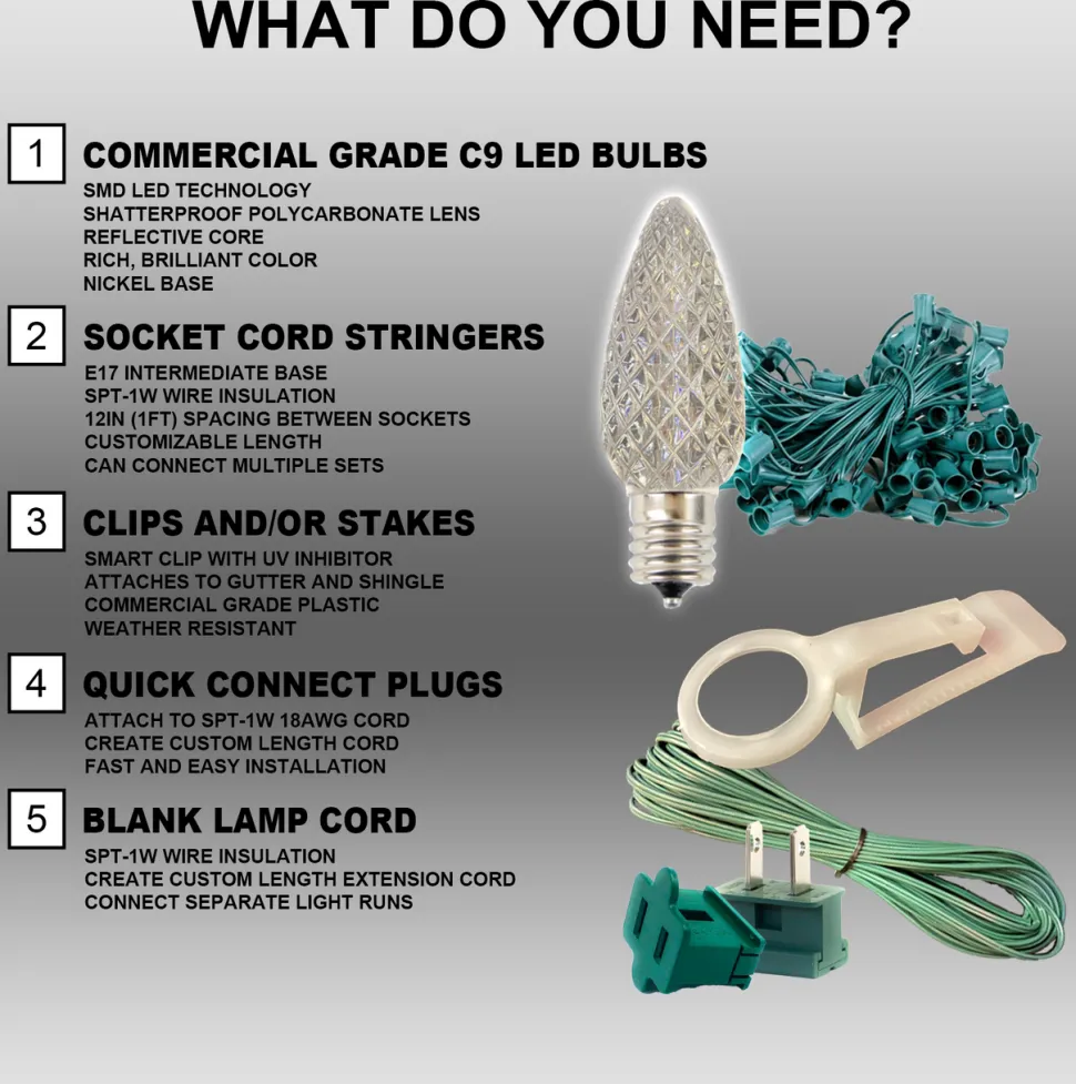 C9 Wonderful LED SMD Bulb (25 bulbs/bag) - Faceted, Red