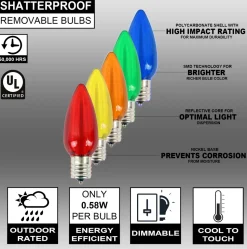 C9 Wonderful LED SMD Bulb (25 bulbs/bag) - Smooth, Multi