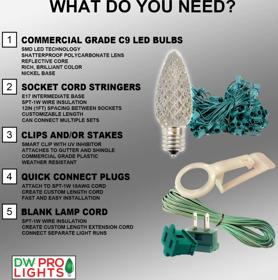 C9 Wonderful LED SMD Bulb (25 bulbs/bag) - Frosted, Red