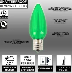 C9 Wonderful LED SMD Bulb (25 bulbs/bag) - Smooth, Green