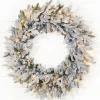 36" Deluxe Flocked Wreath With Warm White LED Lights
