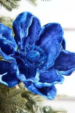 24" Deluxe Velvet Saphire Magnolia Stem
