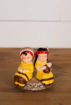 3" Dolomite Native American Couple Salt & Pepper Shakers