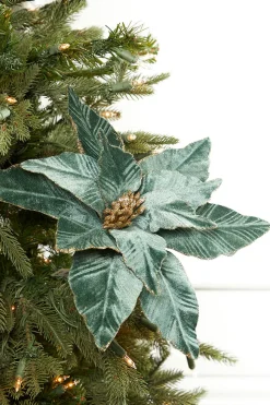 22" Dusty Green Velvet Poinsettia Stem