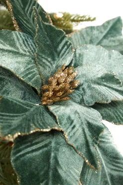 22" Dusty Green Velvet Poinsettia Stem