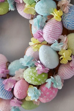 15.75" Easter Egg With Flowers Wreath
