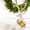 20" Elegant White & Gold Resin Deer with LED Lights