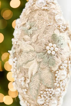 10" Embellished Pearl Glitter Finial Ornament