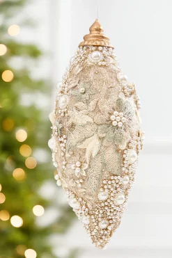 10" Embellished Pearl Glitter Finial Ornament