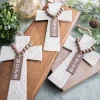 7.5" Embossed Cross With Beads Ornament