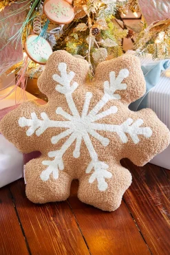 Embroidery Snowflake Pillow - Brown