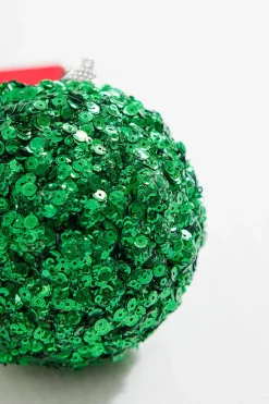 4” Emerald Sequins & Jewels Ball Ornament