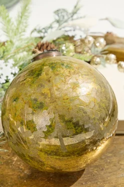 6" Etched Brilliant Gold Ball Ornament