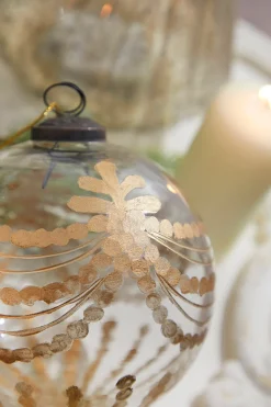 5" Etched Golden Garland Glass Ornament