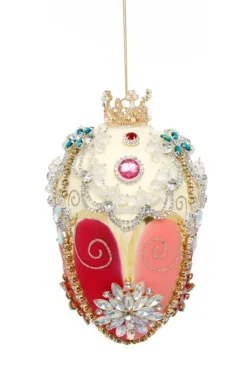 7" Faberge Jewel Egg Ornament, Ivory Rose - Mark Roberts