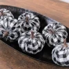 3” Fabric Black Plaid Pumpkin - Set of 6