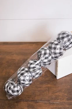 3” Fabric Black Plaid Pumpkin - Set of 6