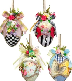 6" Fabric Jeweled Easter Eggs, Set of 4 - Mark Roberts