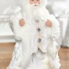 21" Fabric Jewel Winter Santa With Base