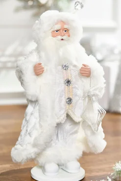 21" Fabric Jewel Winter Santa With Base