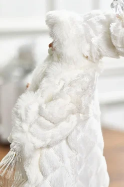 21" Fabric Jewel Winter Santa With Base