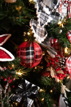 4” Fabric Plaid Ball Ornament