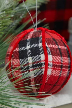 4” Fabric Plaid Ball Ornament