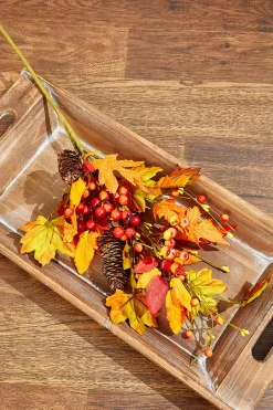 28" Fall Leaf Berry Cone Spray