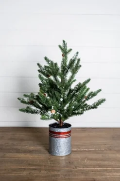 24” Farmhouse Potted Snowy Pine Tree