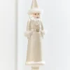 8" Faux Fur Glass Santa Ornament