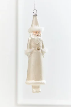 8" Faux Fur Glass Santa Ornament