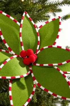 24" Felt Poinsettia with Peppermint Edge