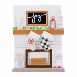 Fireplace Mantle Family of 2 Customizable Ornament