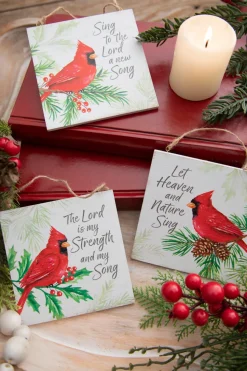 5" Flat Ornament with Cardinals and Sentiments