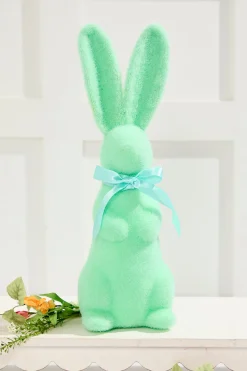 16" Flocked Bunny with Ribbon