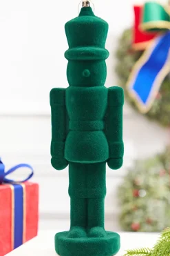 13" Flocked Green Nutcracker Ornament