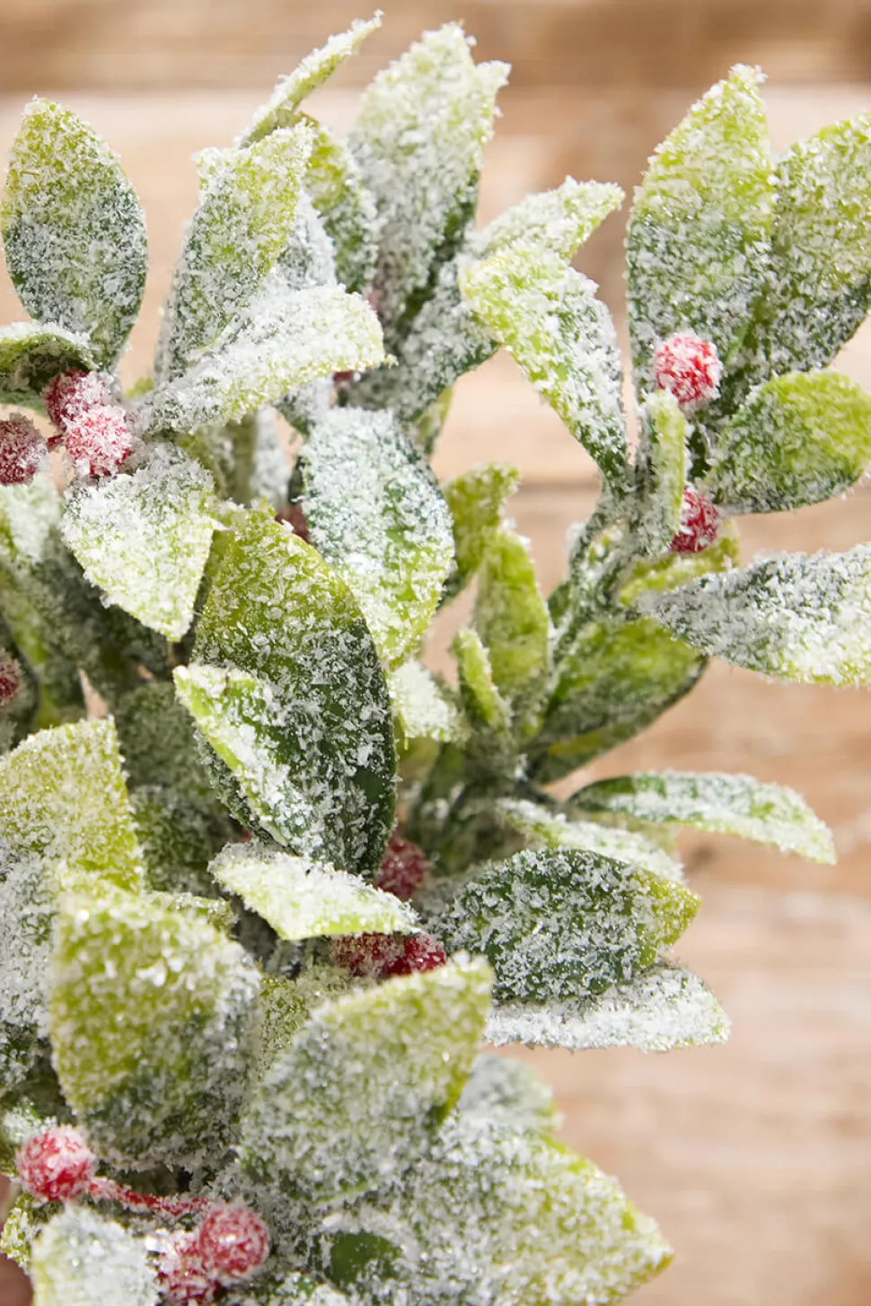 17" Flocked Mistletoe Christmas Bush
