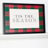 15.5" Framed Plaid Tis the Season Christmas Wall Art