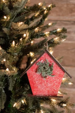 6.75” Frosted Birdhouse Ornament