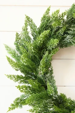 22" Frosted Cedar Wreath