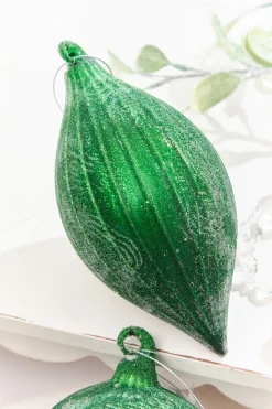 4" - 6.5" Frosted Green Glass Ornament