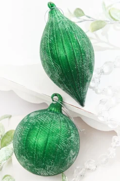 4" - 6.5" Frosted Green Glass Ornament