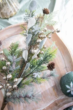 28” Frosted Mixed Pine Glitter Berry Spray