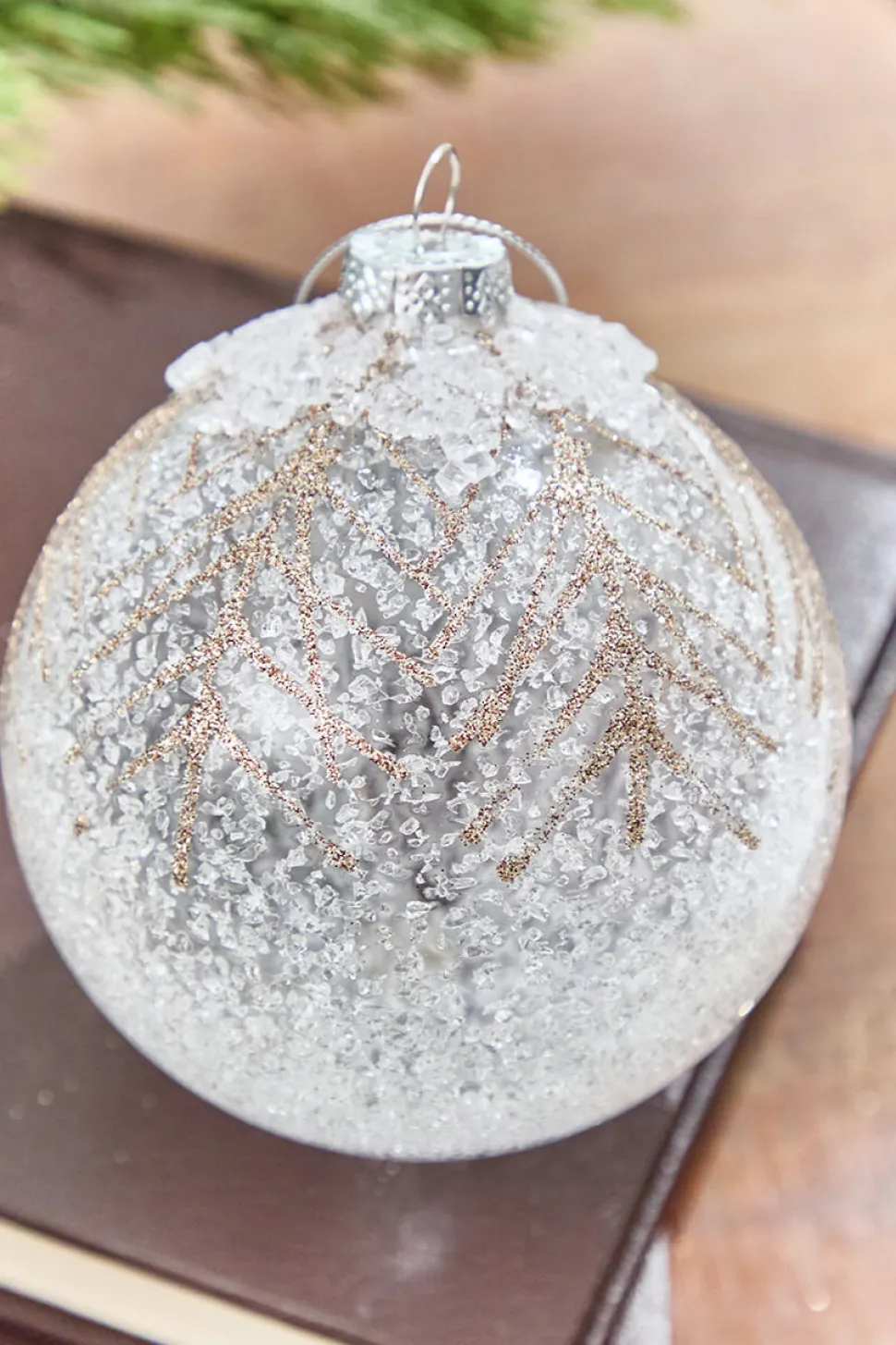 5" - 7" Frosted Pine Glass Ornament