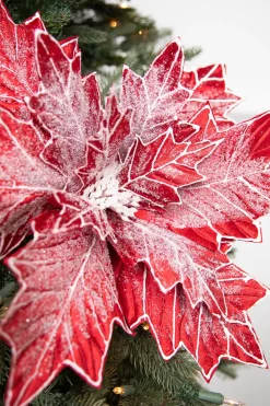 22” Frosted Poinsettia Stem