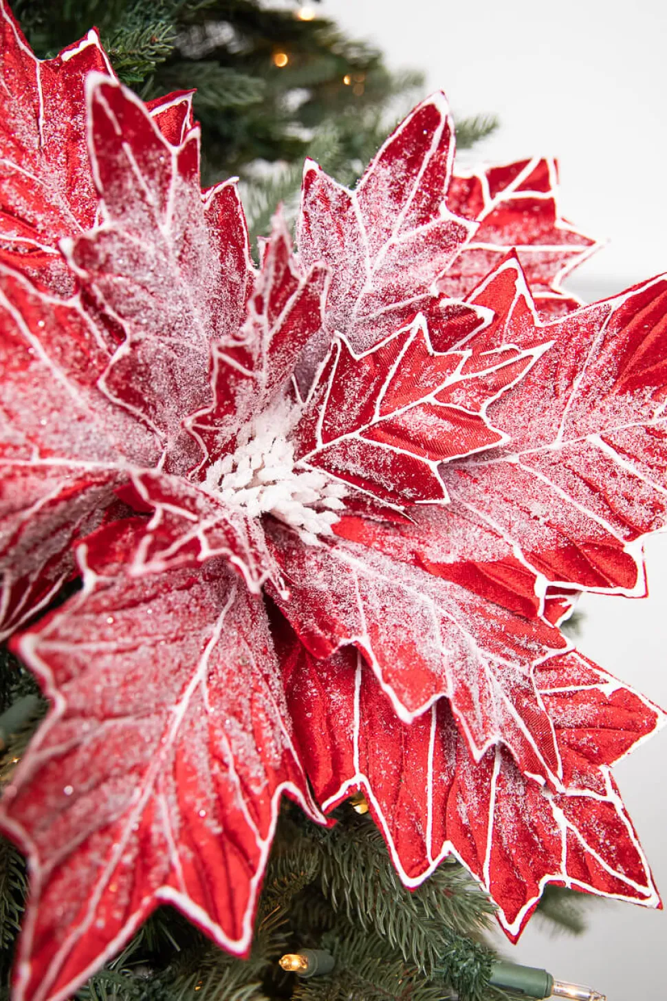 22” Frosted Poinsettia Stem