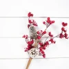 18” Frosted Red Melting Snow Berries with Cone Spray